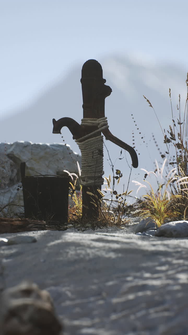 Retro rust hand water pump | Premium Stock Video Footage