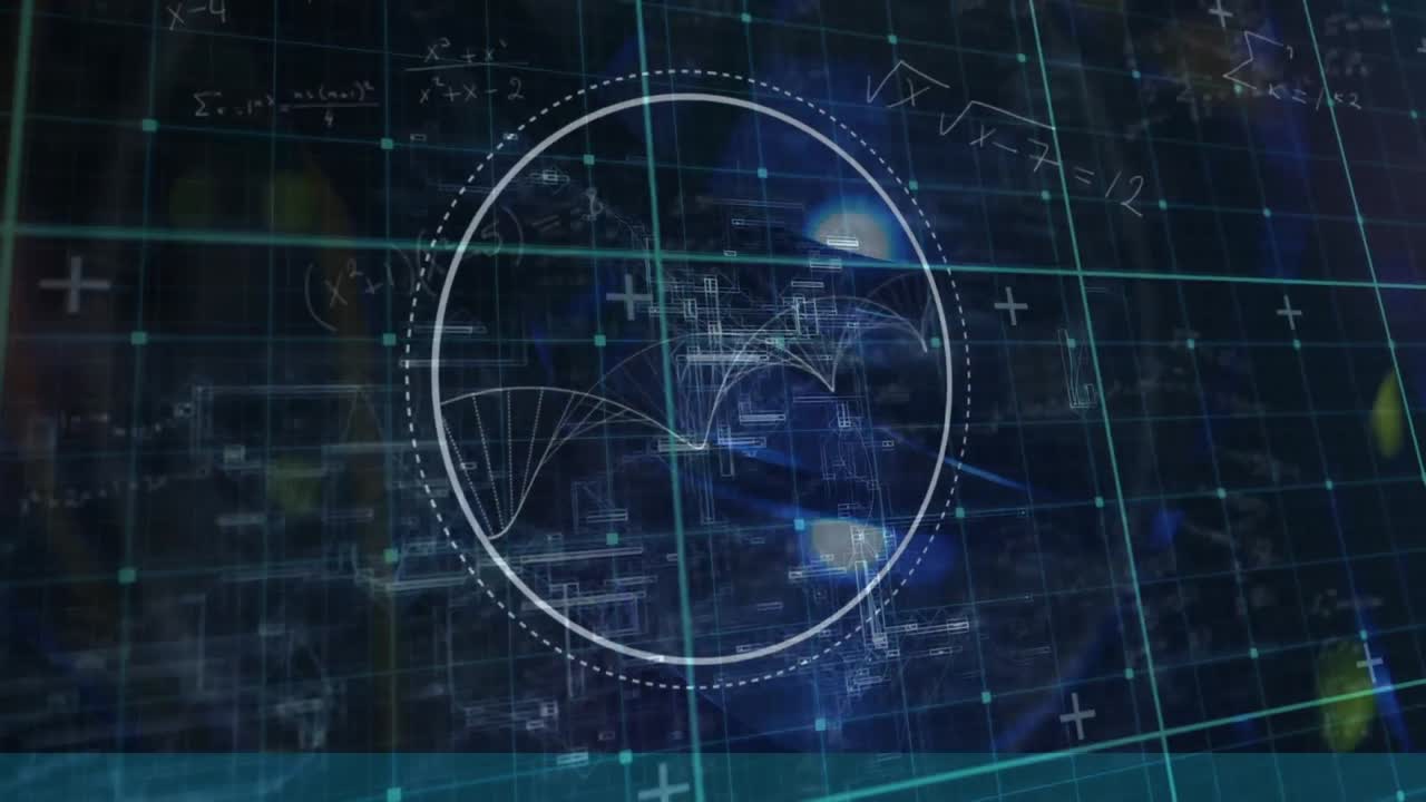 animación del procesamiento de datos sobre el hilado de cadenas de adn