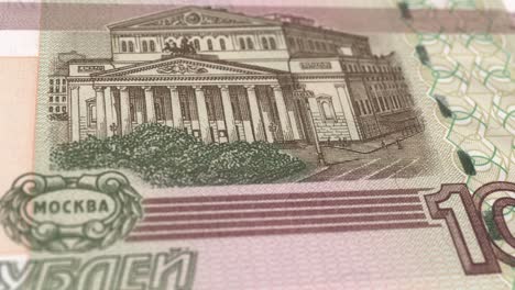 100 rublos rusos - la moneda nacional de rusia - detalle extremo del rublo ruso moneda rusa - 100  rublo ruso - impresión de dinero - 4k - moneda de la federación rusa video de acciones - anverso de 100 rubios rusos