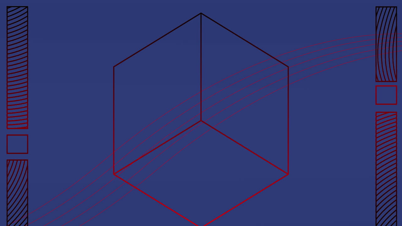 6각형의 선과 파란색 배경에 있는 사각형의선의 애니메이션