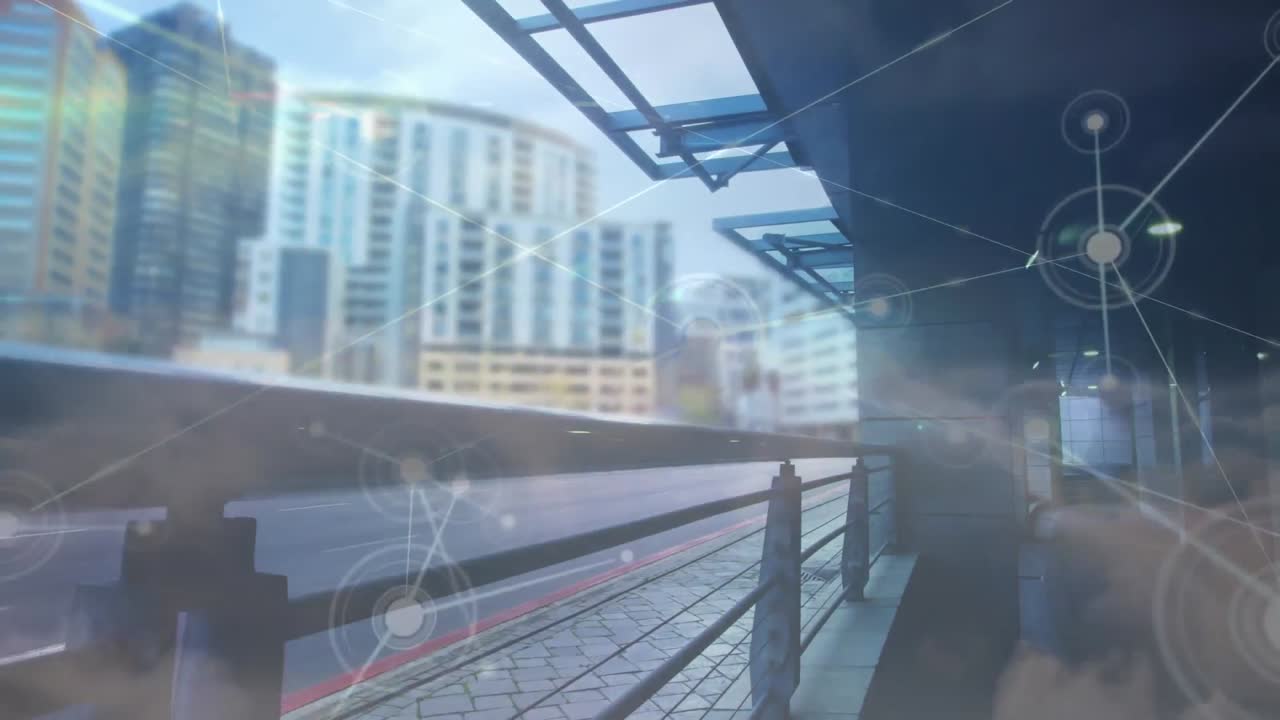 도시 풍경에 대한 연결 네트워크의 애니메이션