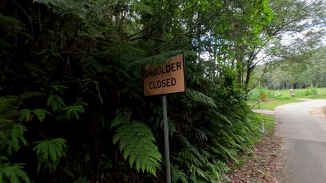 road sign amidst lush forest greenery