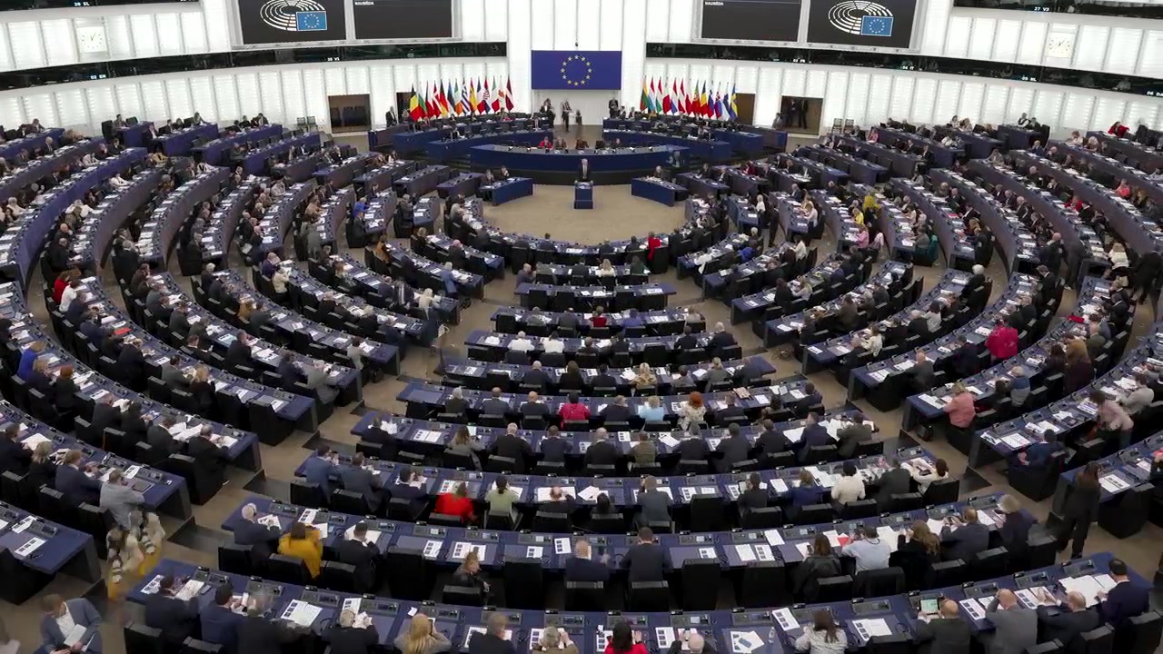 Rappresentanti in arrivo durante la sessione plenaria al Parlamento Europeo a Strasburgo, Francia. Time Lapse