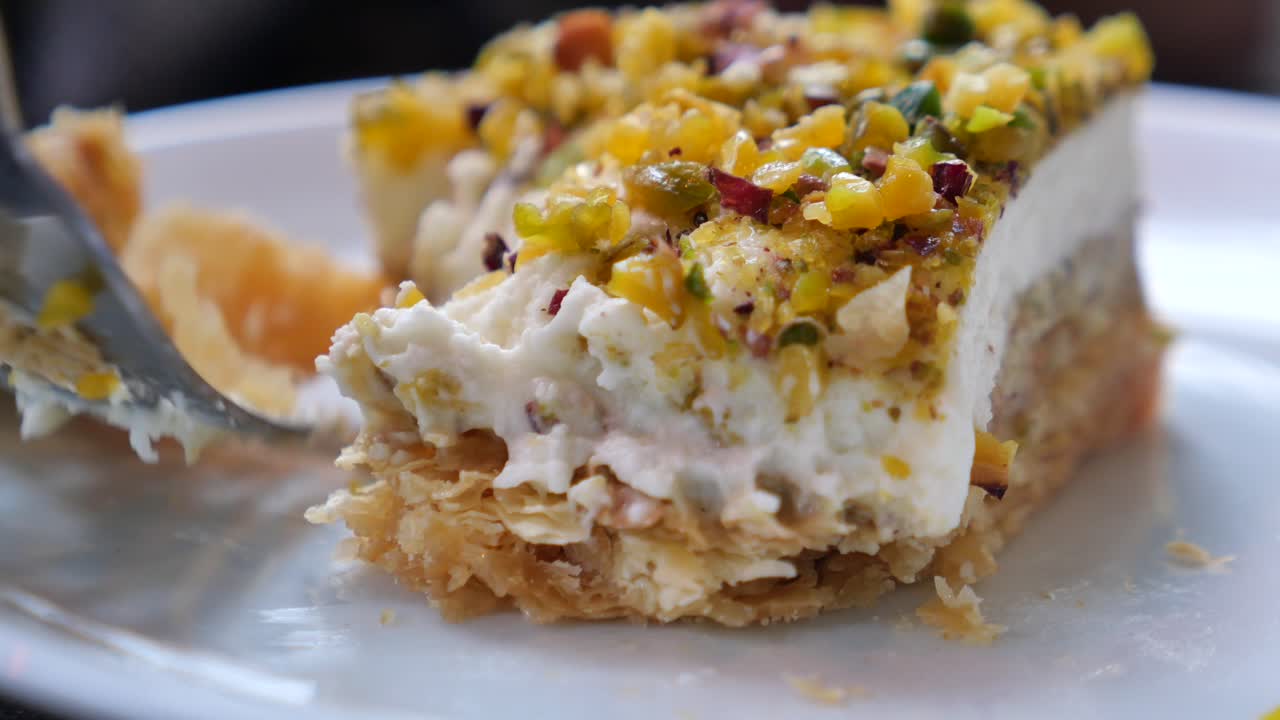 맛있는 피스타치오 바클라바의 클로즈업