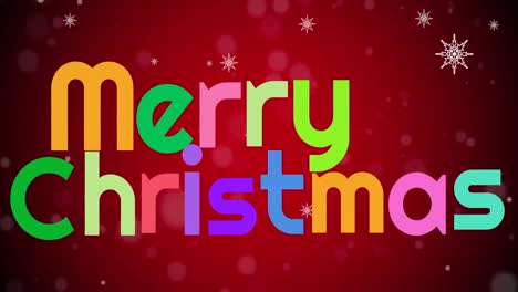 Animation-of-christmas-greetings-text-over-snow-falling-on-red-background