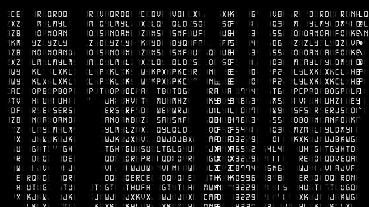 efecto de animación de texto de pantalla de matriz de lluvia digital 2d que se desvanece lentamente a unos pocos dígitos