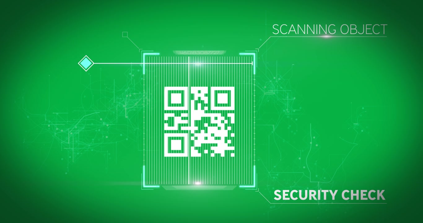 Digital QR Code Scanning Interface on Green Background