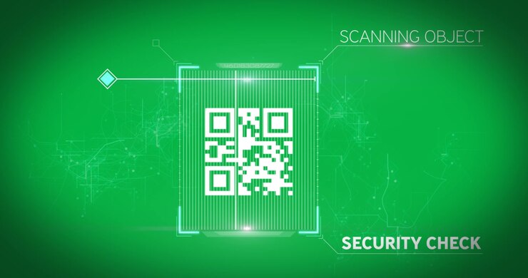 Digital QR Code Scanning Interface on Green Background