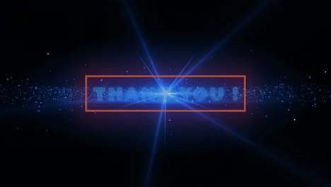 animation of thank you text over blue wave and light