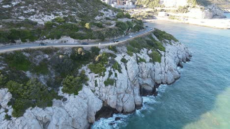 Aerial-views-of-the-sea-coast-from-Barcelona-to-Sitges