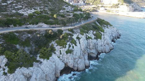 aerial views of the sea coast from barcelona to sitges