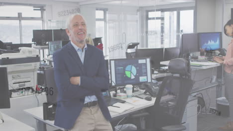 animación de números flotantes diversos colegas que trabajan juntos en una oficina