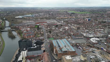 Bedford-Bedfordshire-UK-Drone,-Aerial,-view-from-air,-birds-eye-view