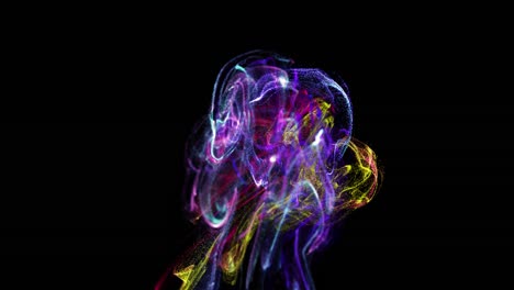 animación de puntos brillantes multicolores que forman ondas dinámicas contra un fondo negro