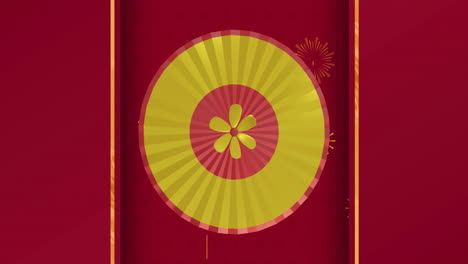 animación de patrón chino con espacio de copia en fondo rojo