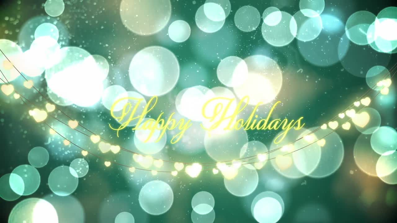 크리스마스 축하 문자 위에 반 ⁇ 이는 요정 불빛의 애니메이션