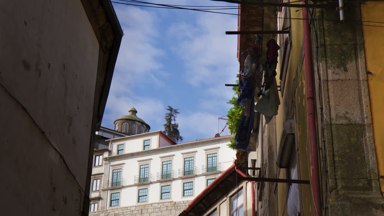 Historic Architecture, UNESCO World Heritage Site In Porto, Portugal. Static Shot
