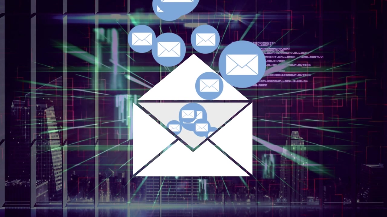 Digital Email Communication Concept with Floating Icons