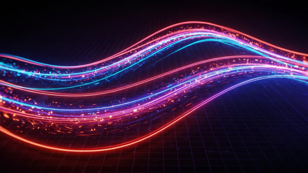 Vibrant Digital Waves: A Mesmerizing Visual Journey Through Colorful Light Trails Capturing the Essence of Technology and Energy in a Stunning Display