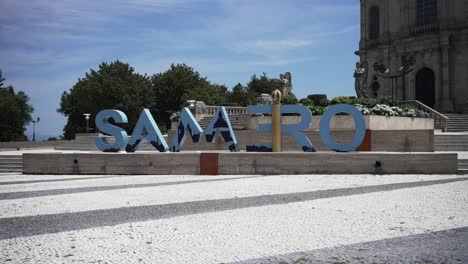 sameiro sanctuary entrance with bold lettering and historic architecture