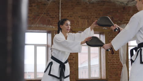 young woman doing martial arts