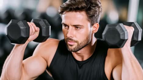 hombre levantando pesas en el gimnasio