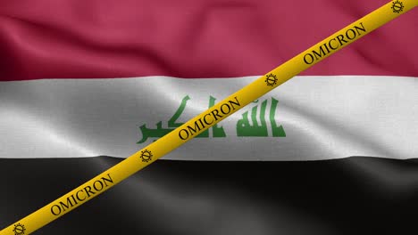 omicron variant and ban strip on iraq flag - flag of iraq