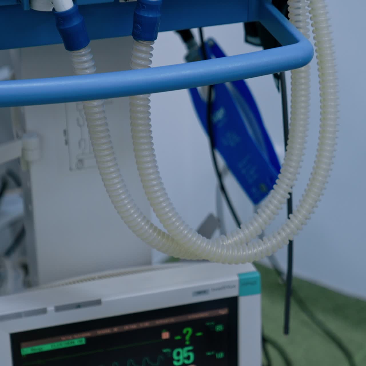 Working apparatus with indicators on. Medical equipment working in a modern surgery room