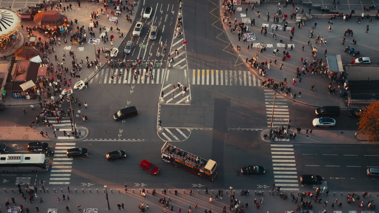 Busy City Intersection in Paris