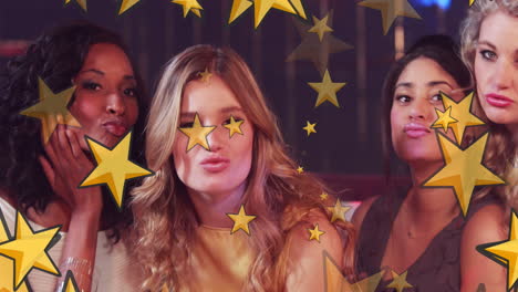 animation of gold stars over female friends partying