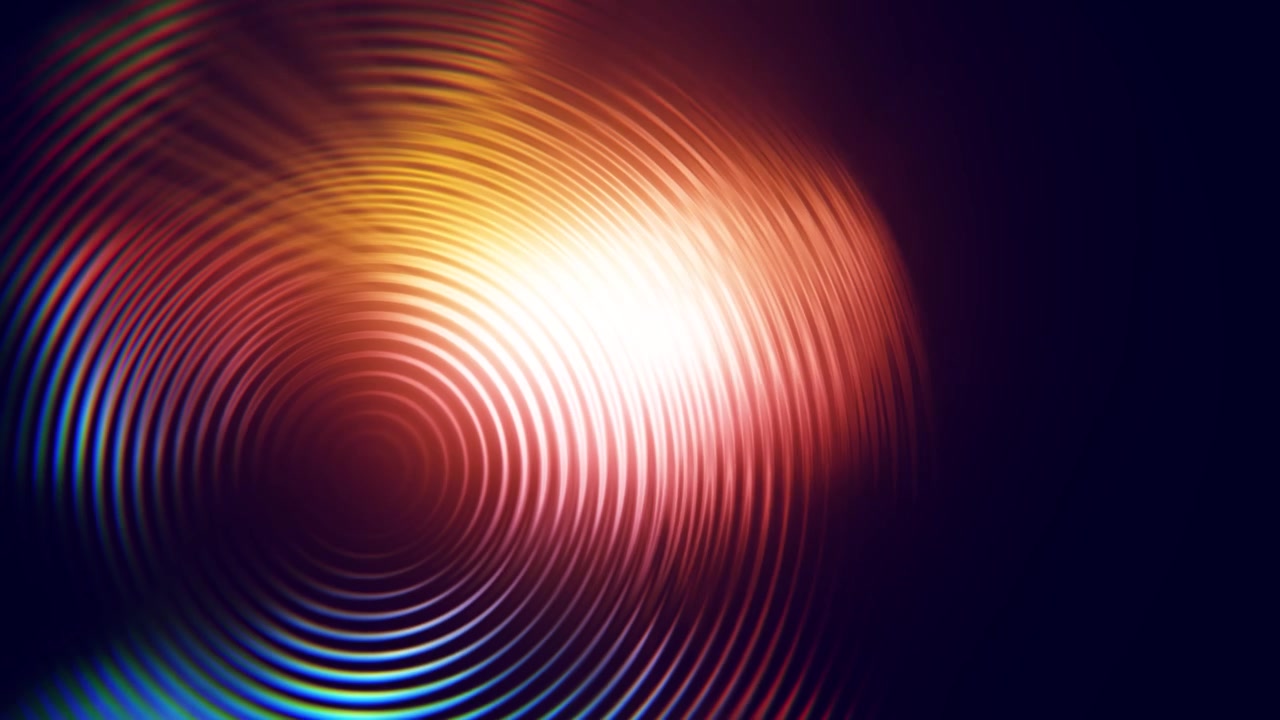 Abstract Colorful Concentric Circles Pulsing on Dark Background