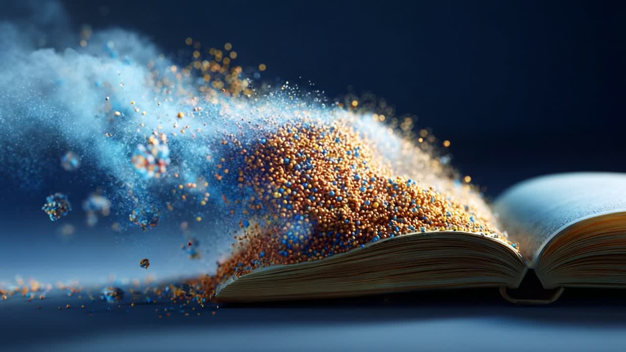 An Enigmatic Book Unleashing a Whirlwind of Colors and Particles: A Visual Symphony of Imagination and Creativity from Pages, Blurring the Line Between Reality and Fantasy