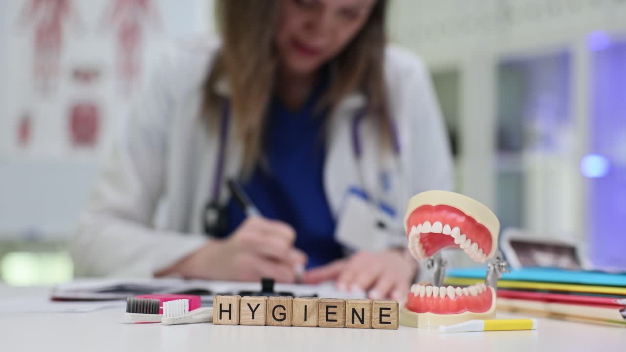 Doctor promoting oral hygiene