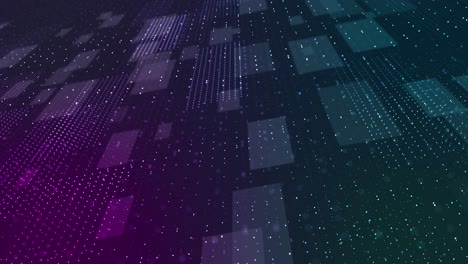 abstract animation of futuristic microchip composed of vibrant glowing particles data transfer