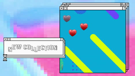 animación del texto de la nueva colección sobre pantallas de computadora y fondo vibrante