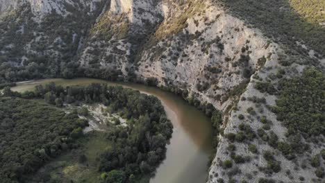 drone video flying over nestos winding river greece panning down summer day