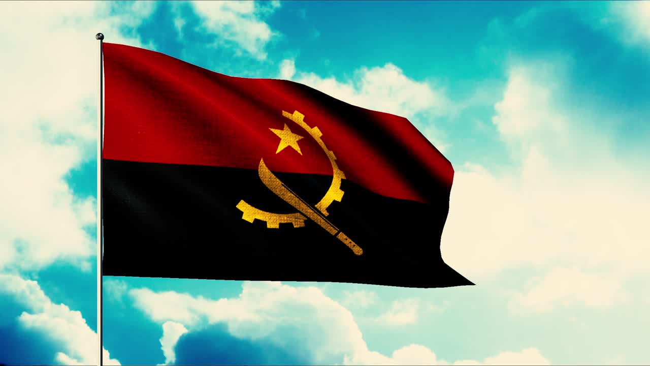 bandera de angola ondeando en el viento