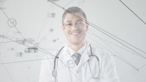 doctor simboliza la investigación médica y la creación de redes globales en la ciencia.