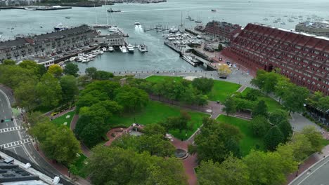 christopher columbus waterfront park at boston harbor aerial