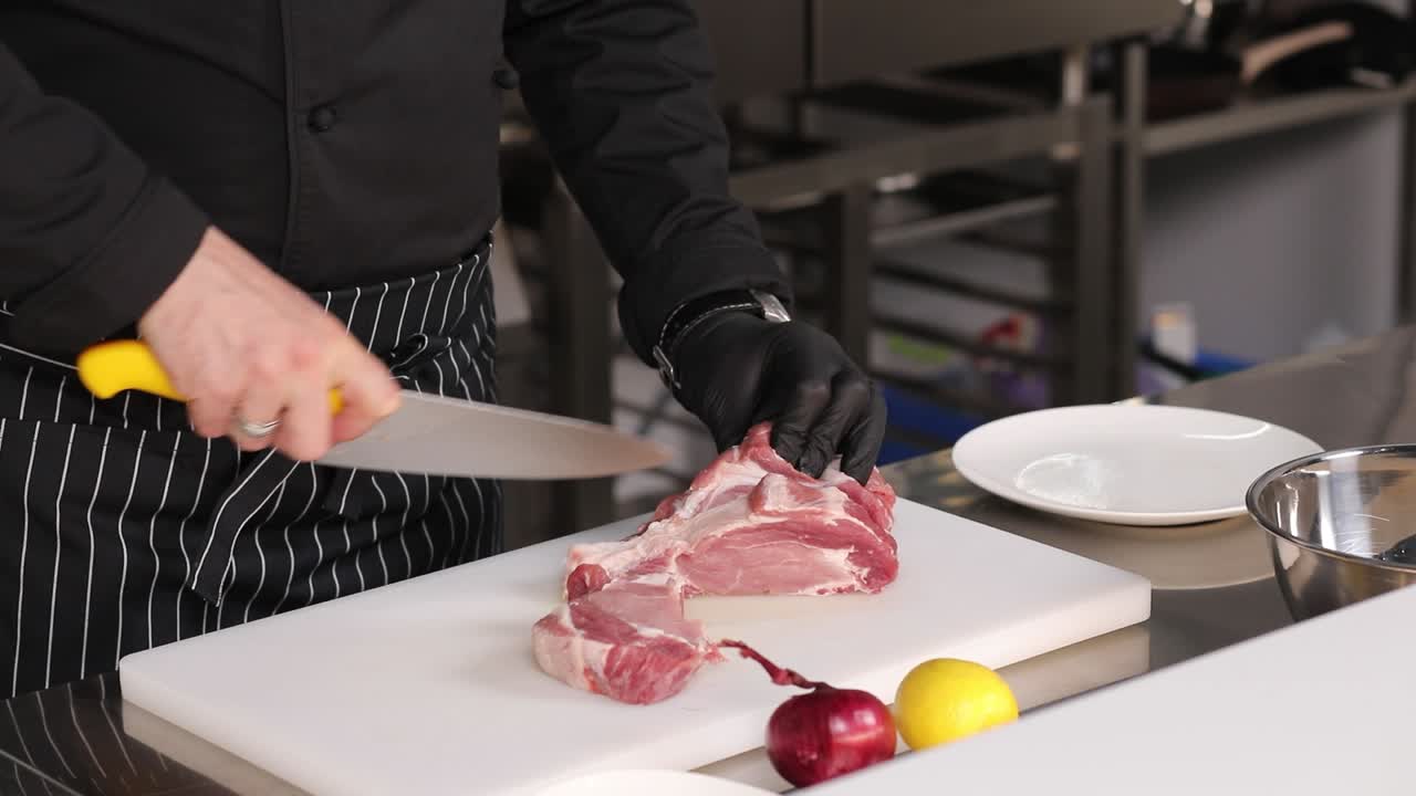 Chef preparing pork