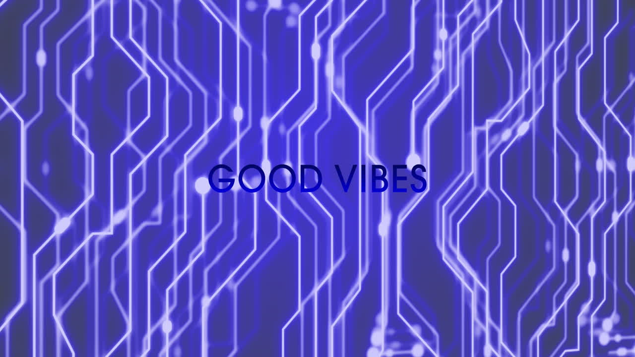 Animation of good vibes text and shapes on blue background