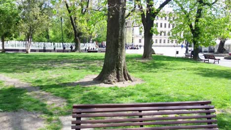 empty bench in the city park