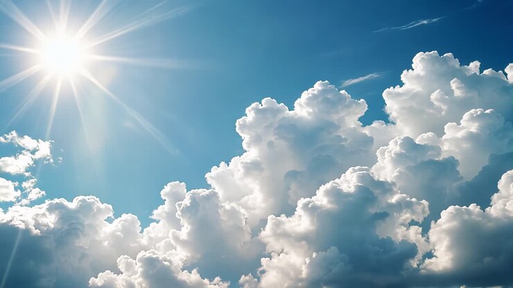 Beautiful Blue Sky With Fluffy White Clouds