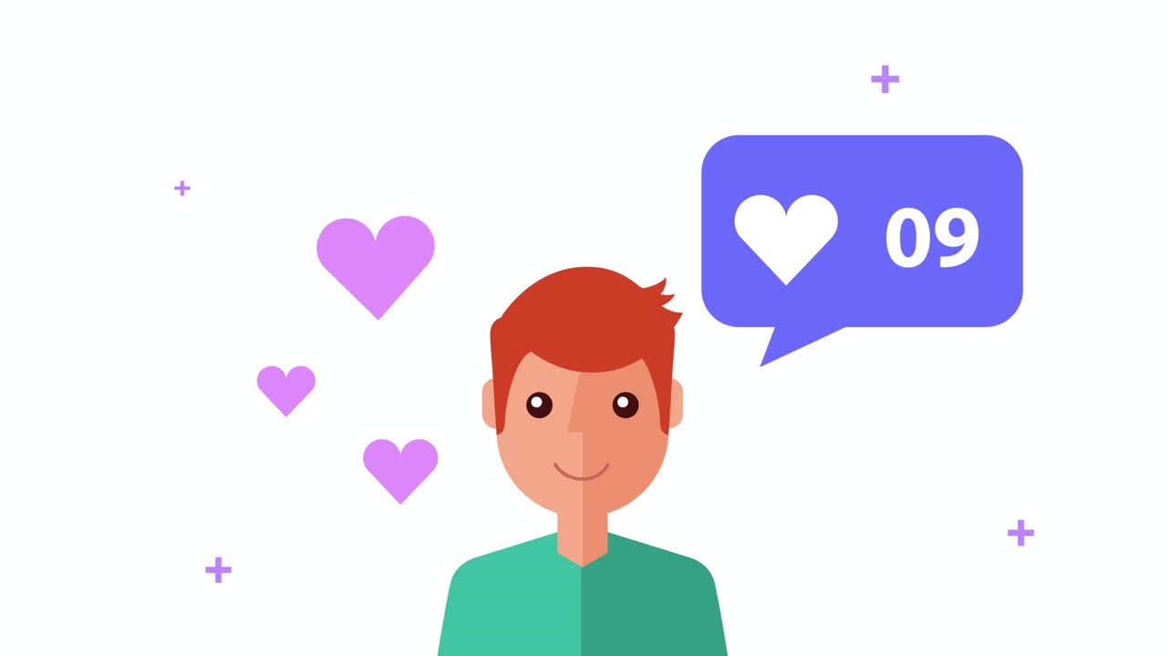 인간 캐릭터와 음성 버블을 가진 소셜 미디어 기술