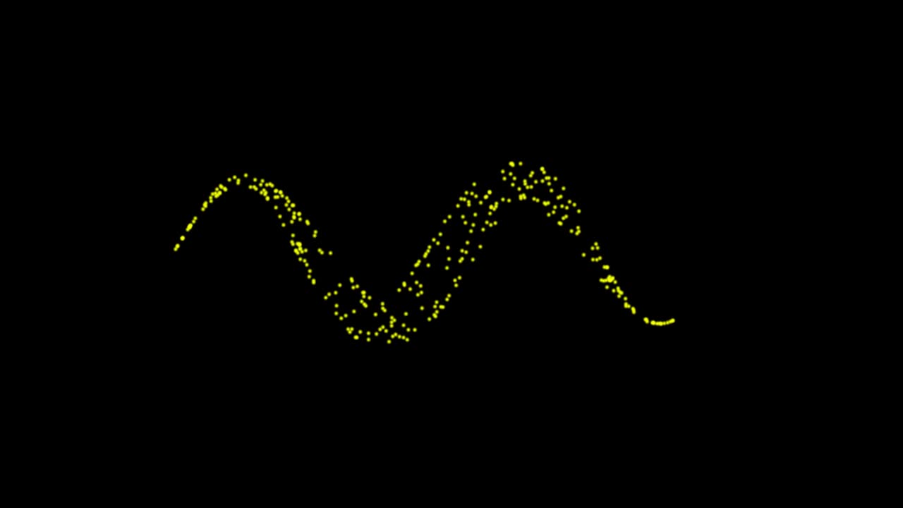 tecnología abstracta líneas amarillas y verdes de puntos animados, círculos de partículas. modo de mezcla