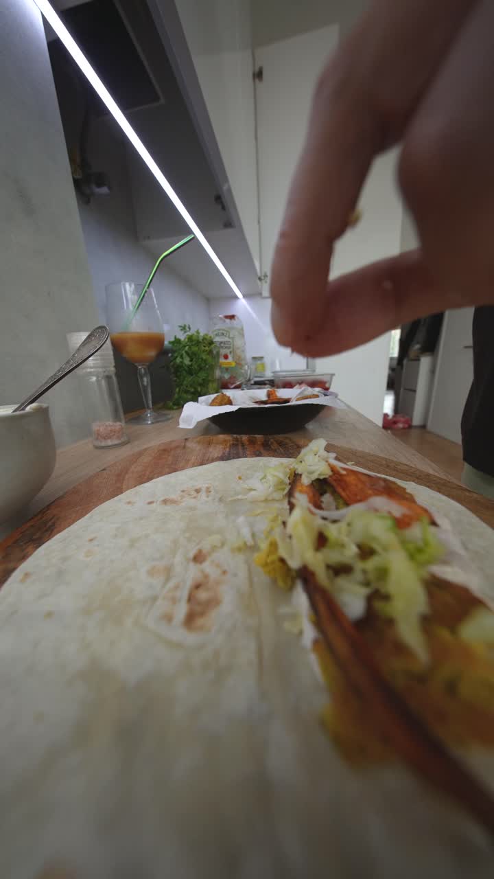 Making food wrap in the kitchen