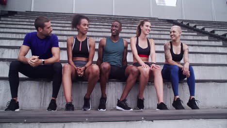 friends relaxing after workout