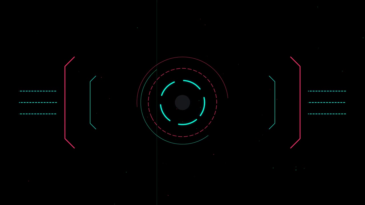 Futuristic Digital HUD Interface With Rotating Circular Elements