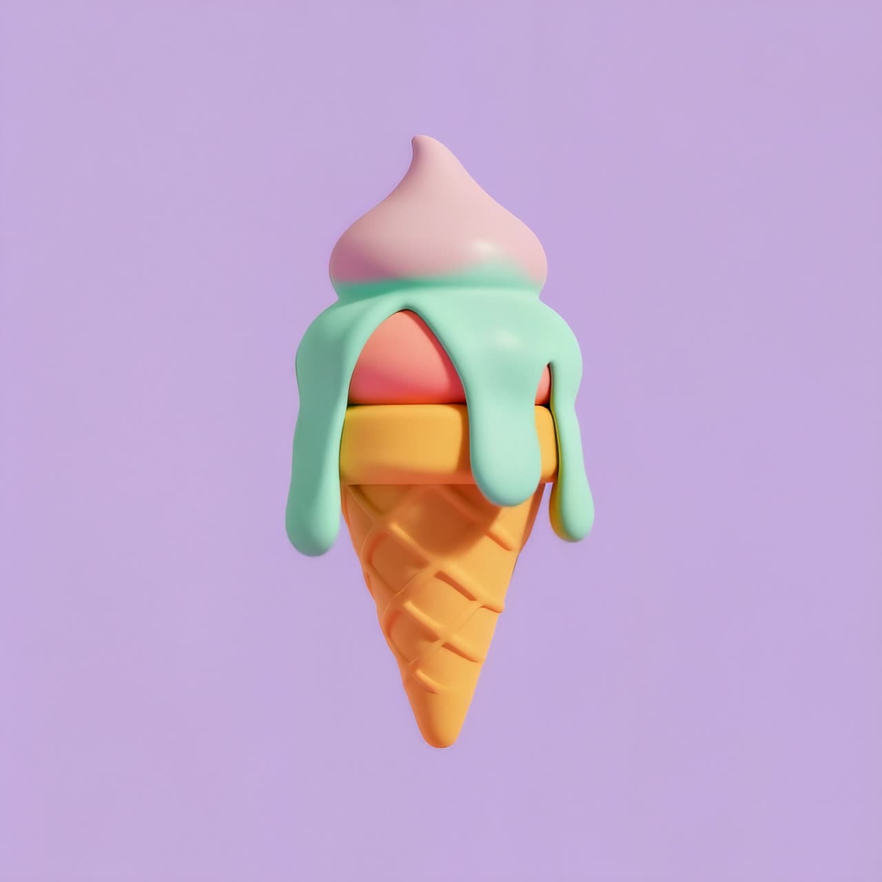 Melting Pastel Ice Cream Cone
