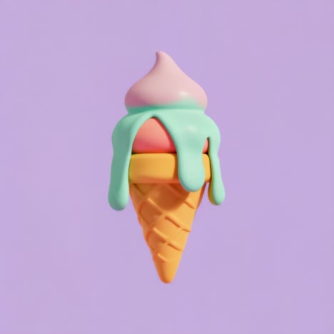 melting pastel ice cream cone
